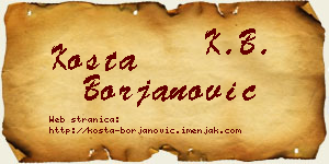 Kosta Borjanović vizit kartica